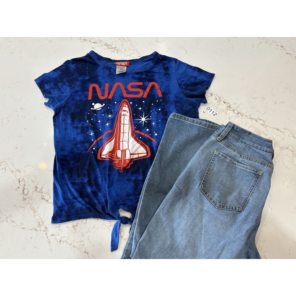 NASA Space Shuttle Rocket Logo Womens Tie Dye T-Shirt Size Medium